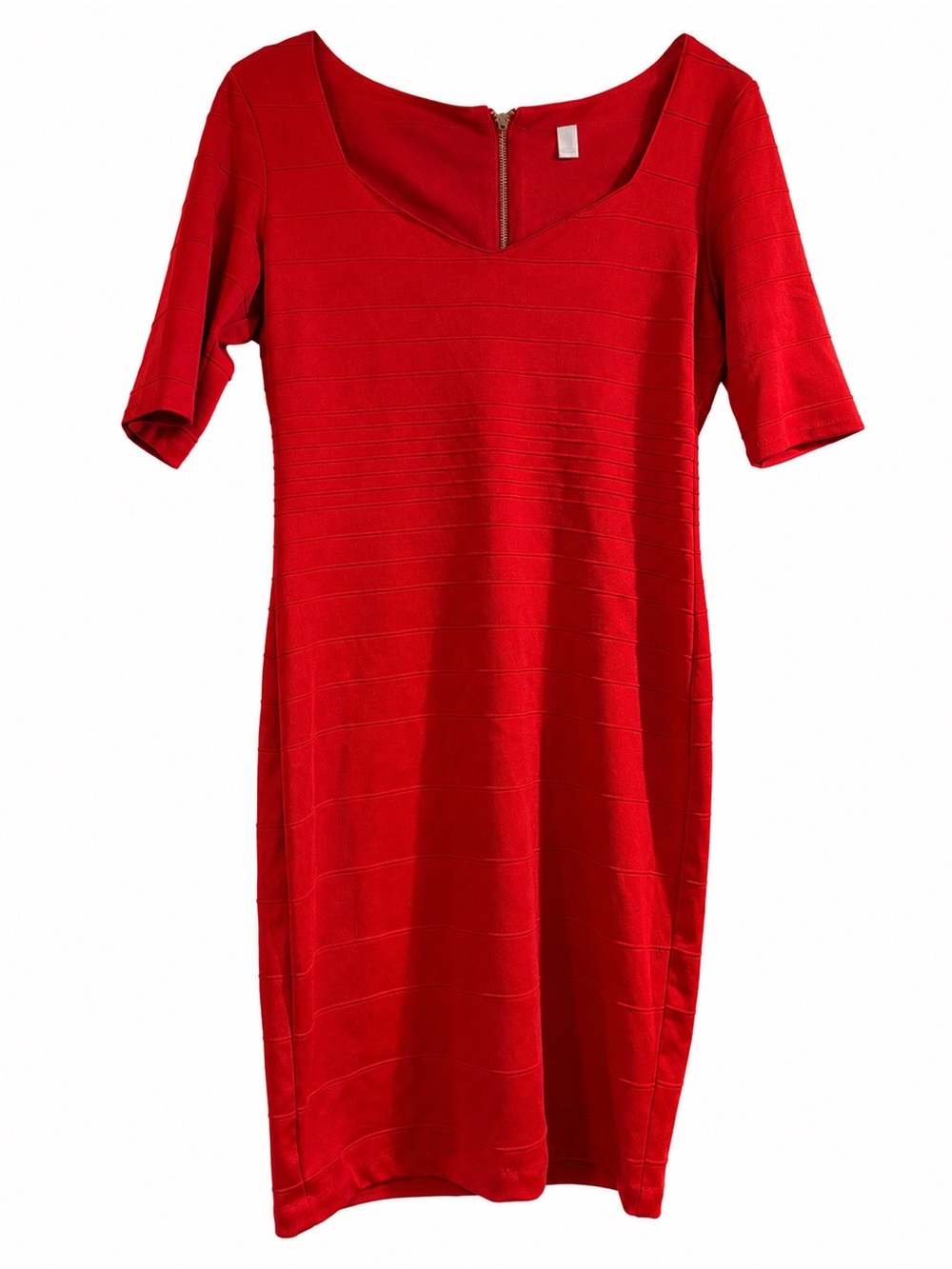 Bisou Bisou Red Short-Sleeve Midi Dress